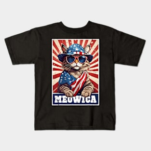 Meowica 4Th Of July Cat American Flag Cat ny 4Th Of July Kids T-Shirt